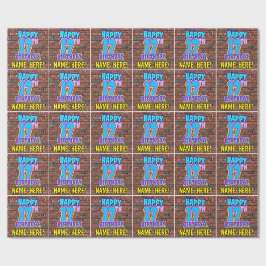 Papier Cadeau 17e anniversaire : Amusant, Graffiti urbain inspir (Plat)