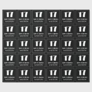 Papier Cadeau 17e anniversaire - Art Déco Inspiré "17", Nom