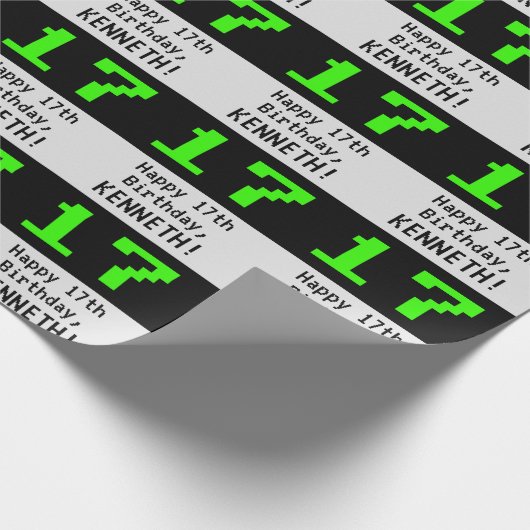 Papier Cadeau 17e anniversaire - Nerdy / Geeky Style "17" et nom (Coin)