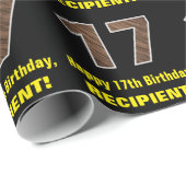 Papier Cadeau 17e anniversaire : Nom et Faux Motif de grains de (Coin rond)