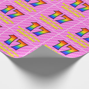 Papier Cadeau 17e anniversaire : Pink Stripes & Hearts, Rainbow 