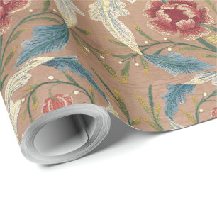 Papier Cadeau 1875 Broderie florale Vintage William Morris