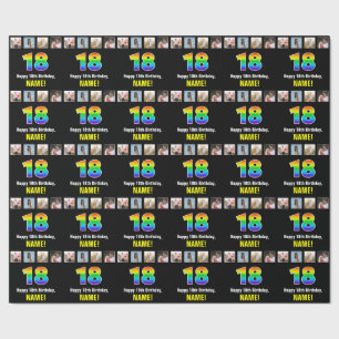 Papier Cadeau 18e anniversaire : Arc-en-ciel "18"; Photos person