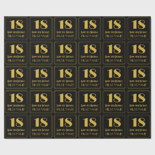 Papier Cadeau 18e anniversaire ~ Art Déco Inspiré Look "18", Nom
