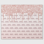 Papier Cadeau 18e anniversaire blush rose or drips nom (Plat)