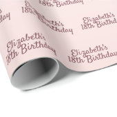 Papier Cadeau 18e anniversaire blush rose or drips nom (Coin rond)