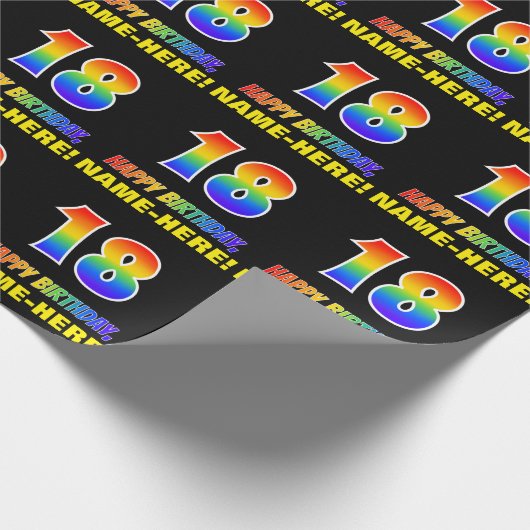 Papier Cadeau 18e anniversaire : Bold, amusant, simple, arc-en-c (Coin)