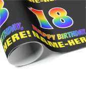 Papier Cadeau 18e anniversaire : Bold, amusant, simple, arc-en-c (Coin rond)