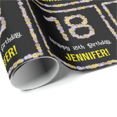 Papier Cadeau 18e anniversaire : Floral Flowers Numéro, Nom pers (Coin rond)