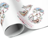 Papier Cadeau 18e anniversaire Photo Girl Collage Fleur rose Bla (Coin rond)