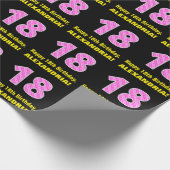 Papier Cadeau 18e anniversaire : Pink Stripes and Hearts "18" + (Coin)
