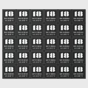 Papier Cadeau 18e anniversaire : Représentation Art Déco "18" 