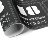 Papier Cadeau 18e anniversaire : Représentation Art Déco "18" et (Coin rond)