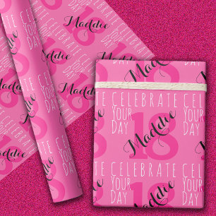 Papier Cadeau 18e anniversaire rose