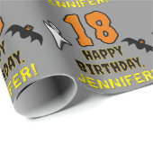 Papier Cadeau 18e anniversaire : Thème Halloween Éffrayant, Nom (Coin rond)