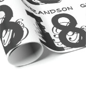 Papier Cadeau 18ème Anniversaire pour un petit-fils, texte noir (Coin rond)