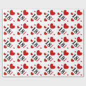 Papier Cadeau 18ème COEURS ROUGES nommés faits sur commande A06 (Plat)