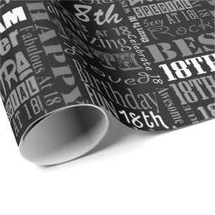 Papier Cadeau 18ème monogramme personnalisé de fête