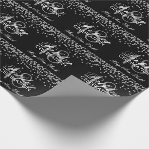 Papier Cadeau 18ème Noir argenté de confettis de parties