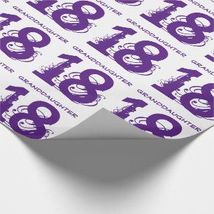 Papier Cadeau 18ème Petite-fille d'anniversaire, texte pourpre