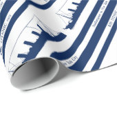 Papier Cadeau 1912 rayures bleues titaniques 5 (Coin rond)