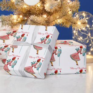 Papier Cadeau 1950 Dame de vintage vérifiant le courrier de Noël