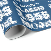 Papier Cadeau 1955 A1 bleus de soixantième anniversaire et (Coin rond)