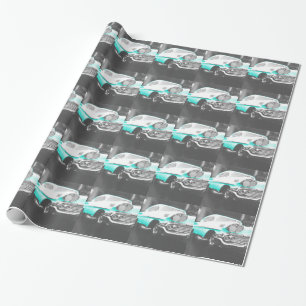 Papier Cadeau 1958, chevet impala bleu vif
