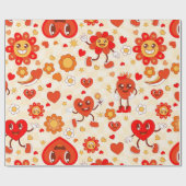 Papier Cadeau 1960 super pop art valentines fraise funky (Plat)