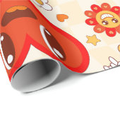 Papier Cadeau 1960 super pop art valentines fraise funky (Coin rond)