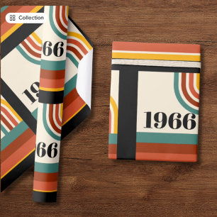 Papier Cadeau 1966 60e Anniversaire Rayure Rétro Vintage