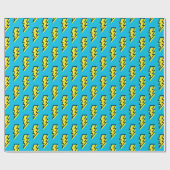 Papier Cadeau 1980/1990 Neon Blue Yellow Lightning Motif (Plat)