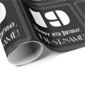 Papier Cadeau 19e anniversaire : Art Déco Inspiré Look "19" & No (Coin rond)