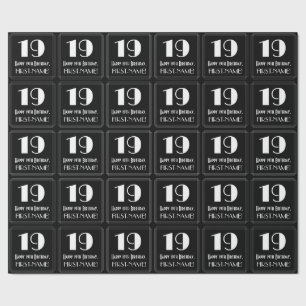 Papier Cadeau 19e anniversaire - Art Déco Inspiré Look "19", Nom