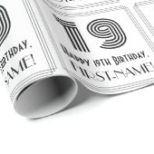 Papier Cadeau 19e anniversaire : Art Déco Style inspiré "19" + N (Coin rond)