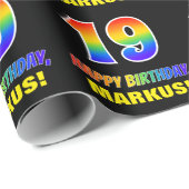 Papier Cadeau 19e anniversaire : Bold, amusant, simple, arc-en-c (Coin rond)