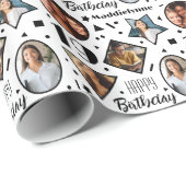 Papier Cadeau 19e anniversaire Photo Collage noir blanc (Coin rond)