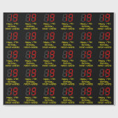 Papier Cadeau 19ème anniversaire : Rouge Digital Horloge Style " (Plat)