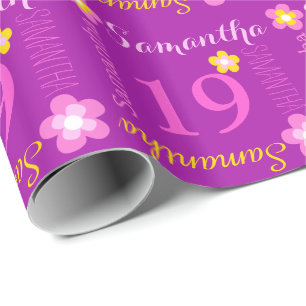 Papier Cadeau 19ème enveloppe d'anniversaire d'âge nommé