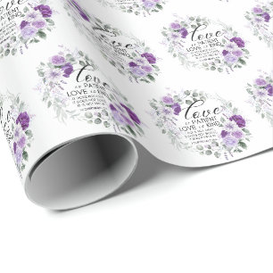Papier Cadeau 1 Corinthiens 13:4 L'amour est patient Violet Flor