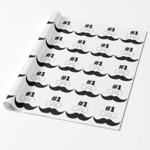 Papier Cadeau #1 Papa Mustache noire - Numéro Un