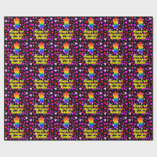 Papier Cadeau 1er anniversaire : Amour Coeurs Motif, Arc-en-ciel