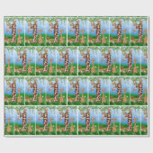 Papier Cadeau 1er Anniversaire Animaux de la Jungle (Plat)