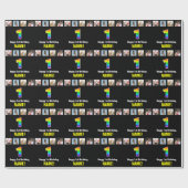 Papier Cadeau 1er anniversaire : Arc-en-ciel "1"; photos et nom  (Plat)