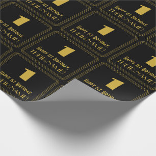 Papier Cadeau 1er anniversaire - Art Déco Inspiré Look "1" & Nom