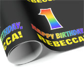 Papier Cadeau 1er anniversaire : Bold, amusant, simple, arc-en-c (Coin rond)