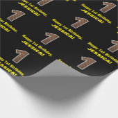 Papier Cadeau 1er anniversaire : Nom et Faux Motif de grains de  (Coin)