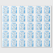 Papier Cadeau 1er Anniversaire Nom personnalisé Blue Stars Numér (Plat)