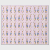 Papier Cadeau 1er Anniversaire Pierre le lapin Bubble rose gomme (Plat)