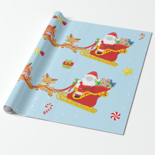 Papier Cadeau 2020 Covid Père Noël Reindeer Visage Masque